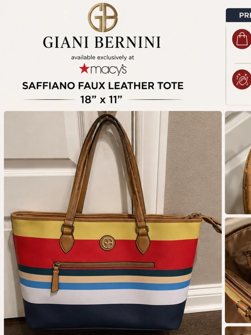 Giani Bernini Saffiano faux leather 18”x11” tote see pics